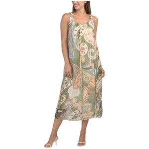 BELLAMBRA Made In Italy Silk Blend Round Neck Maxi Dress